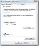 DigitalPersona Personal Properties: Automatic Updates