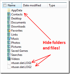 Hide folders and files (AppData ntuser)